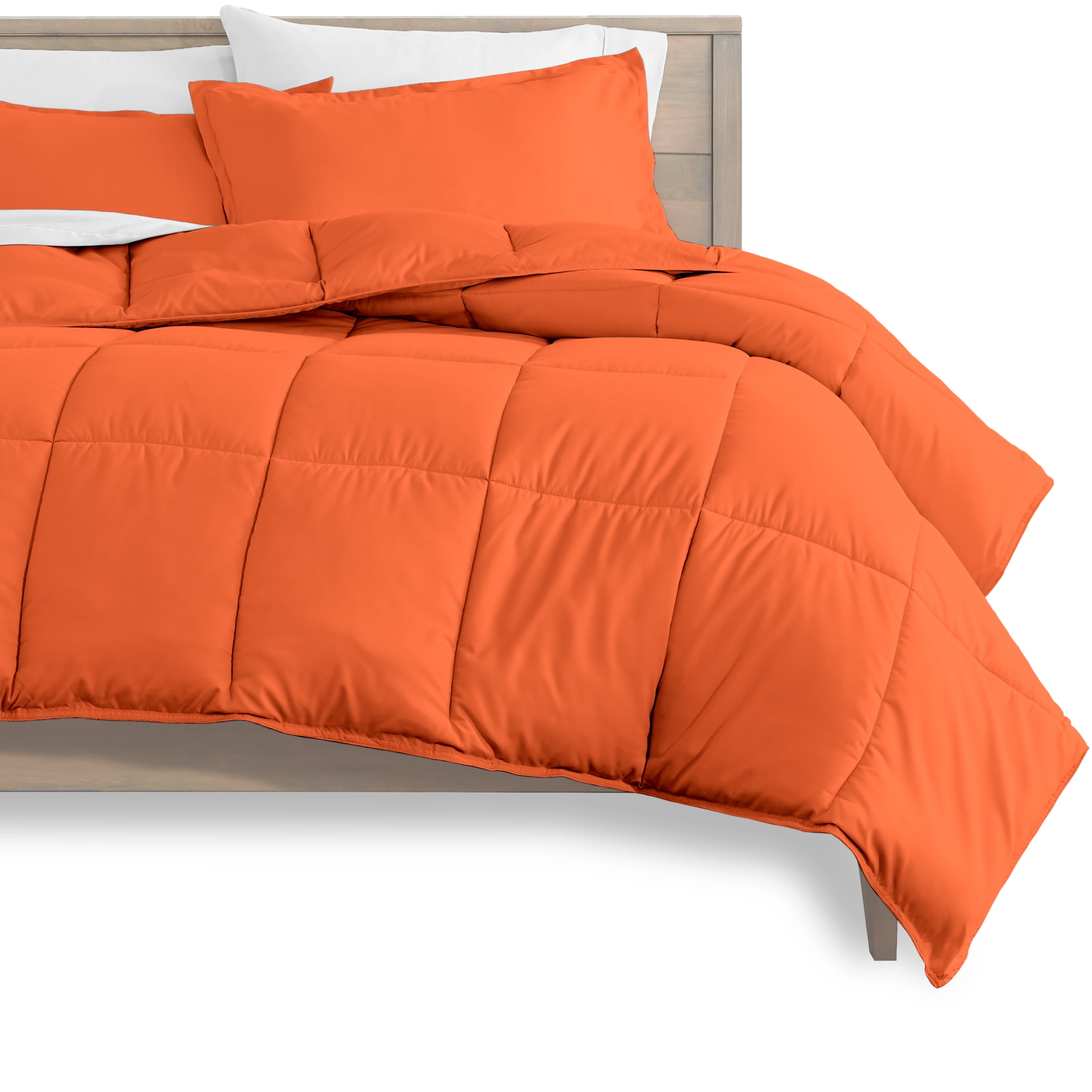 Bare Home Microfiber 5-Piece Orange and White Bed in a Bag, Twin XL