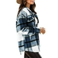 thumbnail image 3 of hirigin Women Plaid Shirt Jacket Fall Vintage Lapel Casual Loose Long Sleeve Button Down Jacket Outwear, 3 of 5