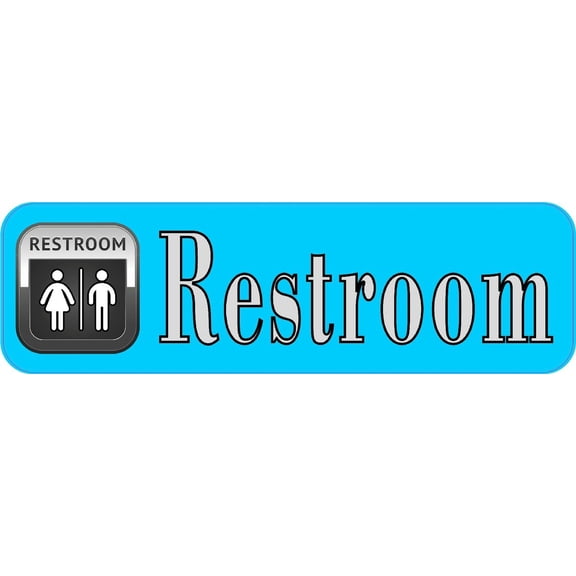 10in x 3in Blue Restroom Magnet