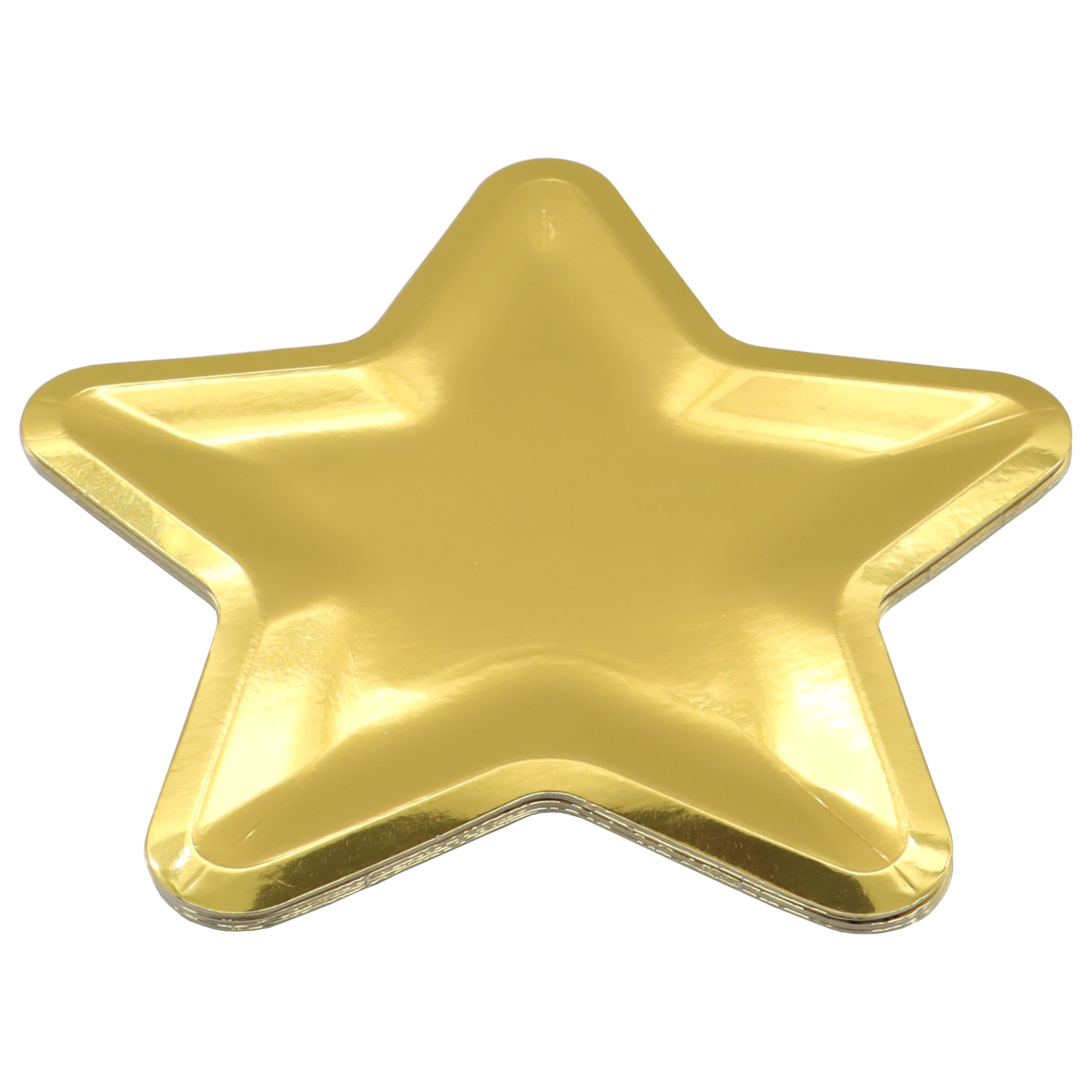 Celebrate It Snack Plates, Gold Foil Star Shaped Decorative Paper Tableware, Gold, 7", 12 Pack (96 Total)