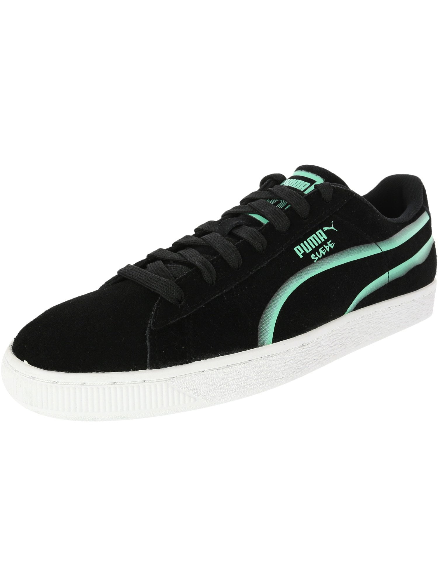 puma black and green sneakers