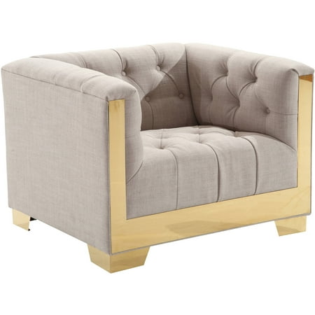 ARMEN LIVING Zinc Contemporary Chair, Taupe Tweed and ...