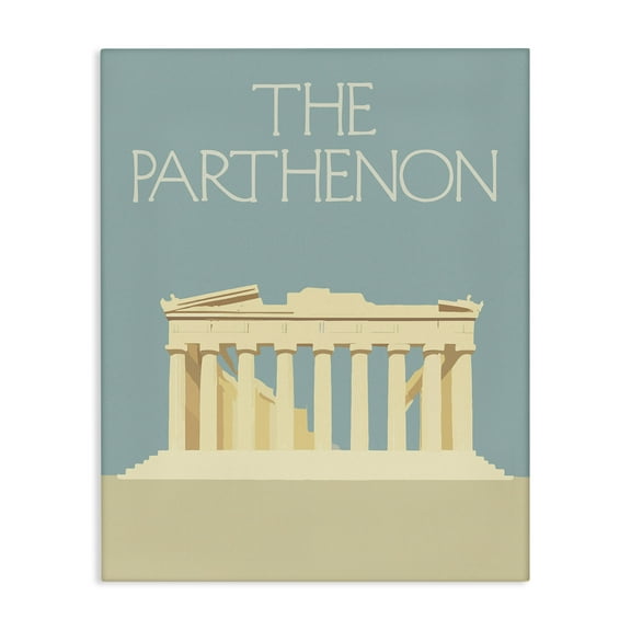 Stupell Industries Parthenon Landmark View Buildings & Architecture Painting Wrapped Canvas Art Print Wall Art, 16 x 20