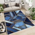 thumbnail image 2 of Dark Blue Geometric Marble Area Rugs, Luxurious Golden Yellow Irregular Stripes Bedroom Rug, Non-Slip Mat Bright Color Light Texture Apply to Cafe Office Door Mats Porch Hotels 4x5ft, 2 of 6