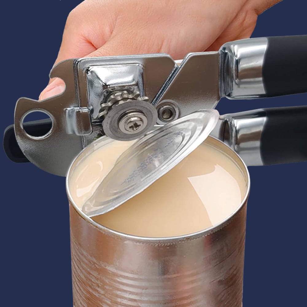Stainless Steel 3-in-1 Can Opener - Multifunctional Kitchen Tool for Effortless Opening of Cans, Lids, and Bottles