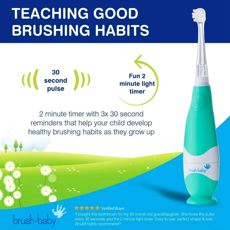 belofte schuld dinsdag Brush Baby BabySonic Infant and Toddler Electric Toothbrush for Ages 0-3 Years - Smart LED Timer and Gentle Vibration Provide a Fun Brushing Experience - Includes 3 Sensitive Brush Heads - Teal - Walmart.com belofte schuld dinsdag Brush Baby BabySonic Infant and Toddler Electric Toothbrush for Ages 0-3 Years - Smart LED Timer and Gentle Vibration Provide a Fun Brushing Experience - Includes 3 Sensitive Brush Heads - Teal - Walmart.com