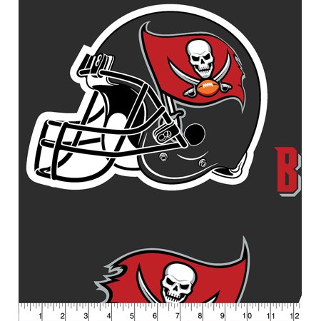 NFL Tampa Bay Buccaneers 58 100% Polyester Fleece Sports Logo Fabric By the Yard Gray
