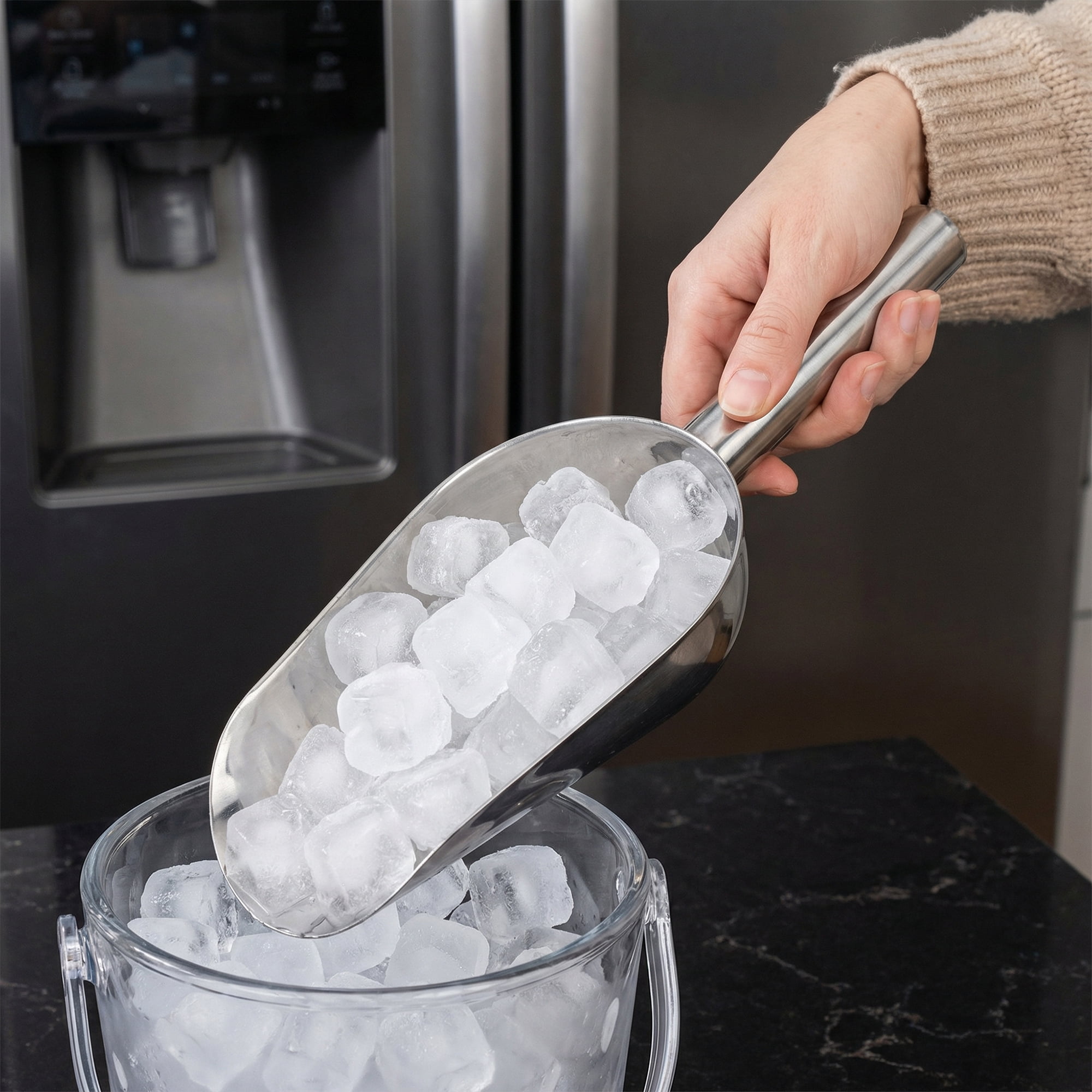 Unique Bargains 1Pcs Easy Clean Stainless Steel Ice Scoop Silver 10.6*4.3inch
