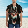 thumbnail image 2 of Disketp Hawaiian Shirts For Men,Glitch Screaming Skull Print Mens Casual Short Sleeve Button Down Shirts Beach Shirt, 2 of 7