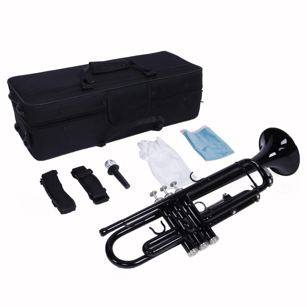 SamyoHome Bb Trumpet Nickel Plating with Mouthpiece for Student School Band, Black