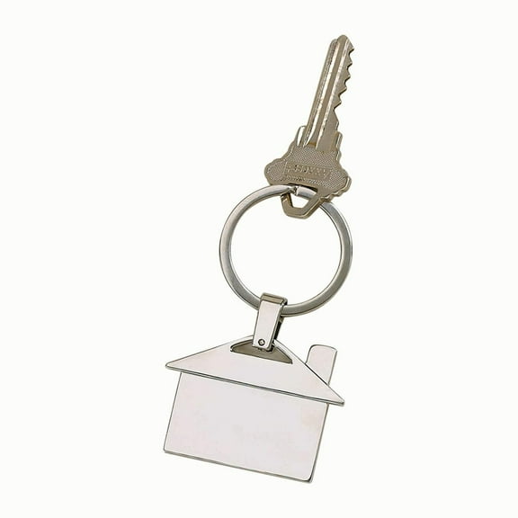 Contemporary Home Living 3" Nickel-Plated House-Shaped Key Chain With Ring