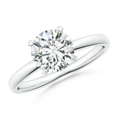 Diamond Ring Platinum Rings - April Birthstone Ring - Classic Round Diamond Solitaire Ring in Platinum (7.4mm Diamond) - SR1506D-PT-HSI2-7.4-7