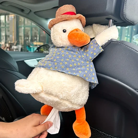 Duck Plush Tissue Box Holder – Cute Car Hanging Tissue Dispenser for Home & Travel