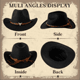 thumbnail image 5 of Women's Men's Western Cowboy Hat with Adjustable Leather Jazz Hat, 5 of 6
