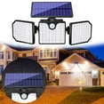 thumbnail image 1 of EGNMCR Outdoor Lights Patio Lights 230 LED 2200LM Led Solar Motion Sensor Light, Outdoor 3 Adjust-able Heads Security LED Light, IP65 solar wall light, 1 of 9