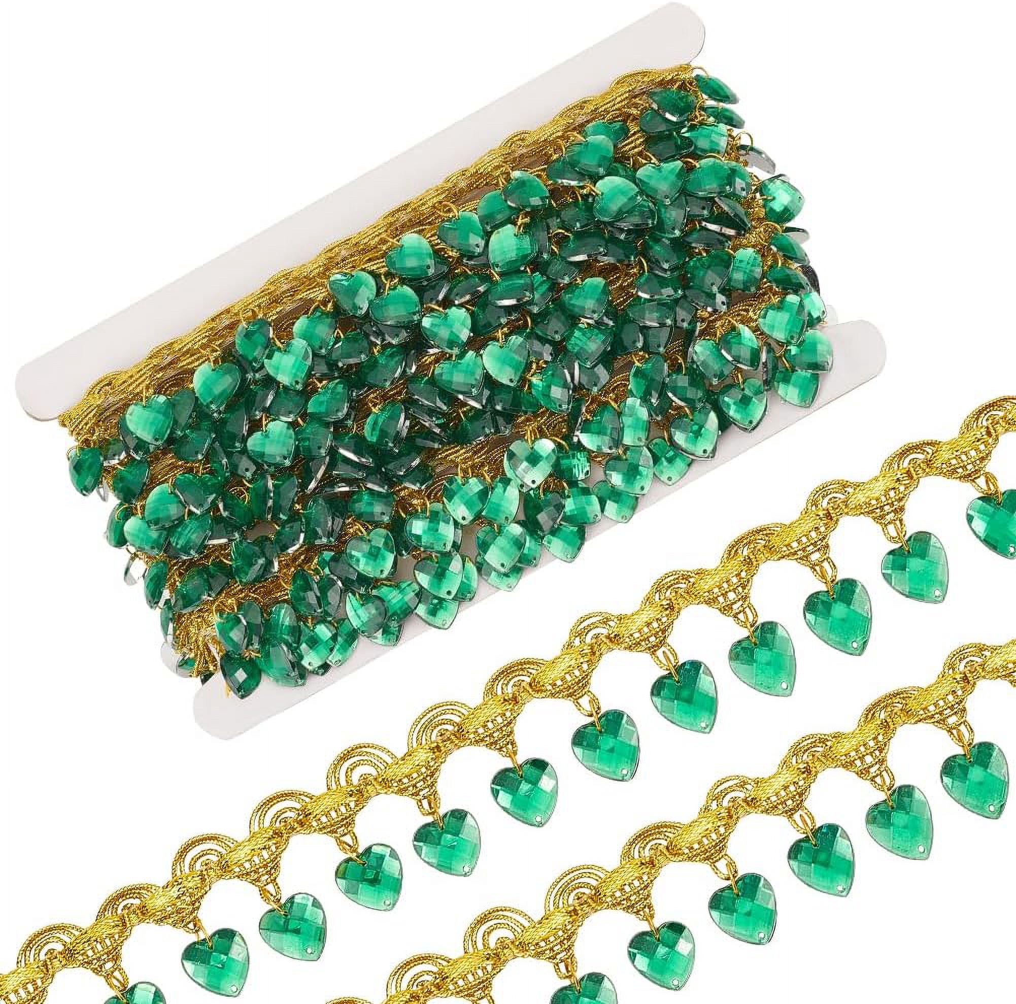 Polyester Lace Ribbon with Plastic Charms Tassel Wave Edge Lace Trim Clothes Accessories Silver Heart 1-3/8 inch(35mm)