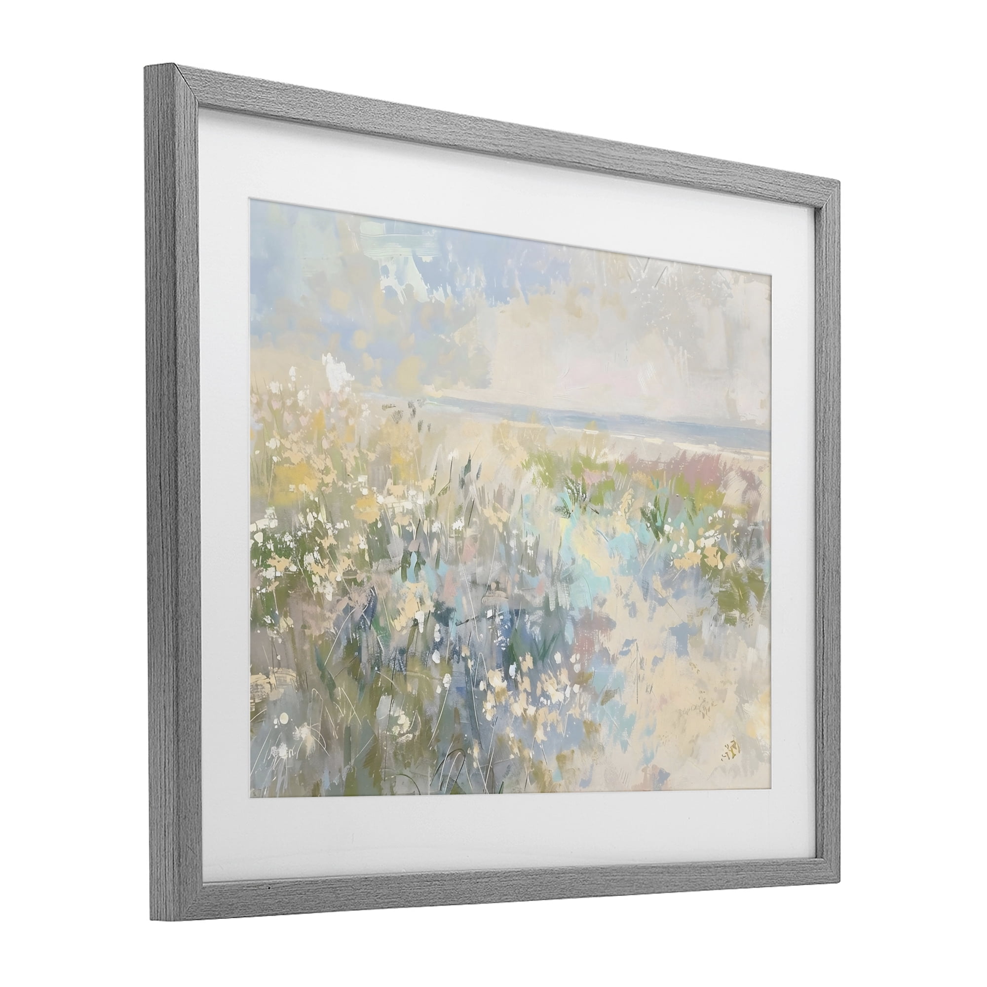 Stupell Industries Mottled Pastel Field Impression Gray Framed Print Under Glass, design by Creative Studio