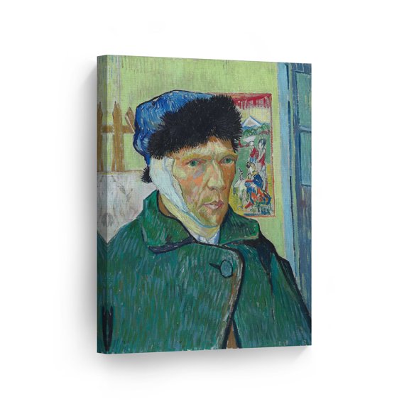 Smile Art Design Vincent Van Gogh Self-portrait with Bandaged Ear, 1889 Canvas Wall Art Print Artwork Classic Modern Art Living Room Bedroom Decor Ready to Hang Made in the USA - 22x15