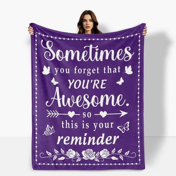 Purple Flannel Blanket With Heart Design For Couples Love Encouragement Gift Soft Warm Comfortable Fleece Blanket Suitable For Sofa Bed Travel Camping Shipped From The USA