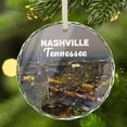thumbnail image 4 of Nashville Tenessee TN USA State Ornaments Travel Keepsake Premium Crystal Glass Christmas Ornament, 3” Flat Round Beveled-Edge Disc (0.23” Thick) with Printed Image, Xmas Holiday Tree Gift, 4 of 4