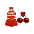 thumbnail image 5 of renvena Kids Girls Cheer Leader Uniform Cheerleading Dance Dress with Pom Poms Headwear A Red 16, 5 of 7
