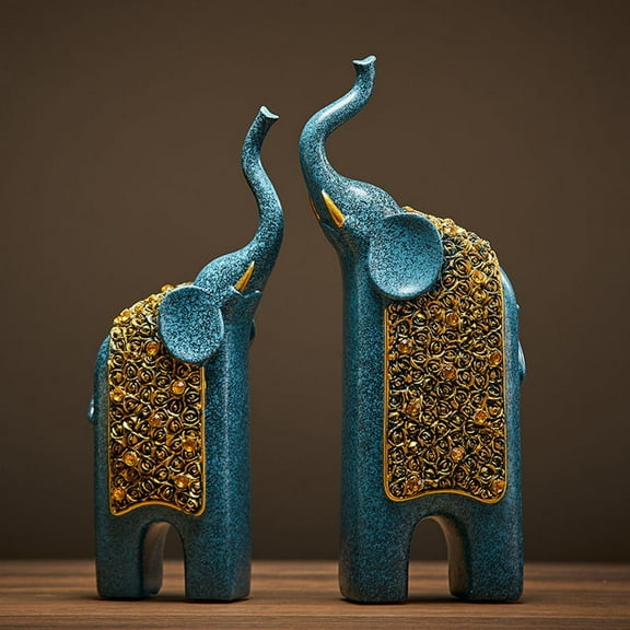 Tongina 2 Pieces Elephant Statues Home Decor Crafts Resin Ornaments Sculptures Figurines for Office Cabinet Home Entrance Living Room