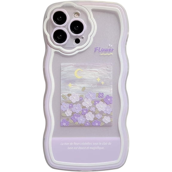 Compatible with iPhone 14 Pro Max Case for Women/Girls, Cute Curly Wave Flowers Flora Platinum Transparent Soft Shockproof Case for iPhone 14 Pro Max, Flowers