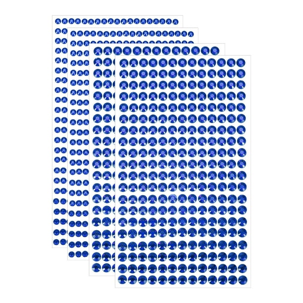 1394Pcs 4mm/6mm Rhinestone Stickers for Crafts, 4 Sheet Round Rhinestone Sticker for Scrapbooking, Deep Blue