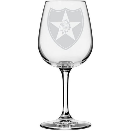 

United States Army 2nd Infantry Division Etched All Purpose 12.75oz Libbey Wine Glass