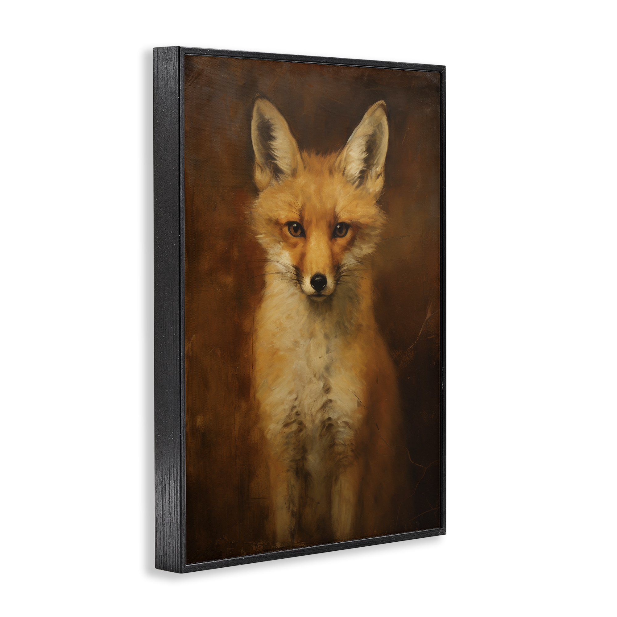 Stupell Industries Stoic Baby Fox Animals & Insects Painting Black Framed Art Print Wall Art, 12 x 18