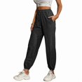 thumbnail image 3 of Women'S Casual High Waist Sports Pants Elastic Nine-Point Pants Dark Gray XL, 3 of 9