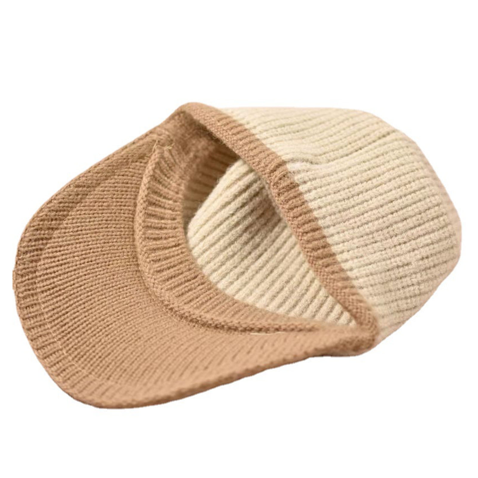 harmtty Solid Color Thicken Unisex Hat Autumn Winter Ribbed Stretchy Knitted  Beanie Hat Fashion Accessories,Cream Coloured 