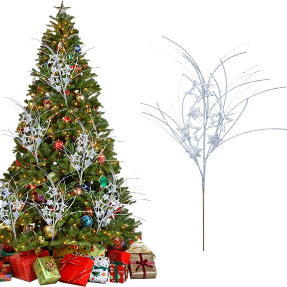 Linnome Premium 32-Inch Christmas Floral Picks with Gold Finish, Decorative Ball Berry Sequins Branch Spray for Parties