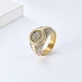 thumbnail image 3 of PAMTIER Men's Personality Hip Hop Crystal Micro-Pave Iced Out Round Zircon Inlay Radiant Biker Ring Cool European and American Style Gold Size 11, 3 of 5