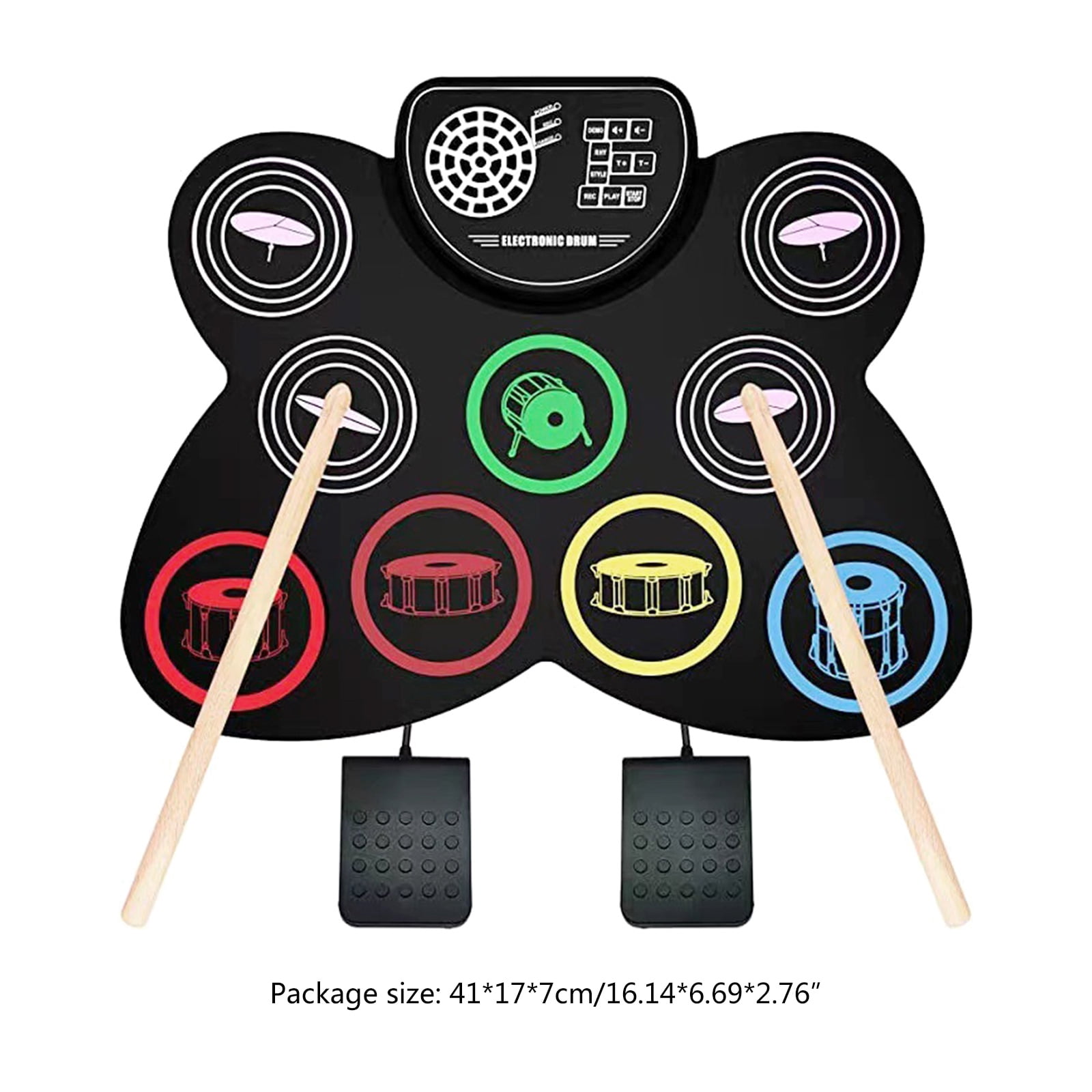 Electronic Drum Set 9 Drum Pads Roll-up Electric Drum Set with Headphone Built in Drum Foot Pedals