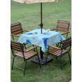 thumbnail image 4 of Outdoor Tablecloth with Umbrella Hole for Patio/Picnic/Party/Camping, Coastal Corals Waterproof Table Cloth Square Cover Washable, Blue Jellyfish Nautical Cyan Polka Dots (60"x 60"), 4 of 9