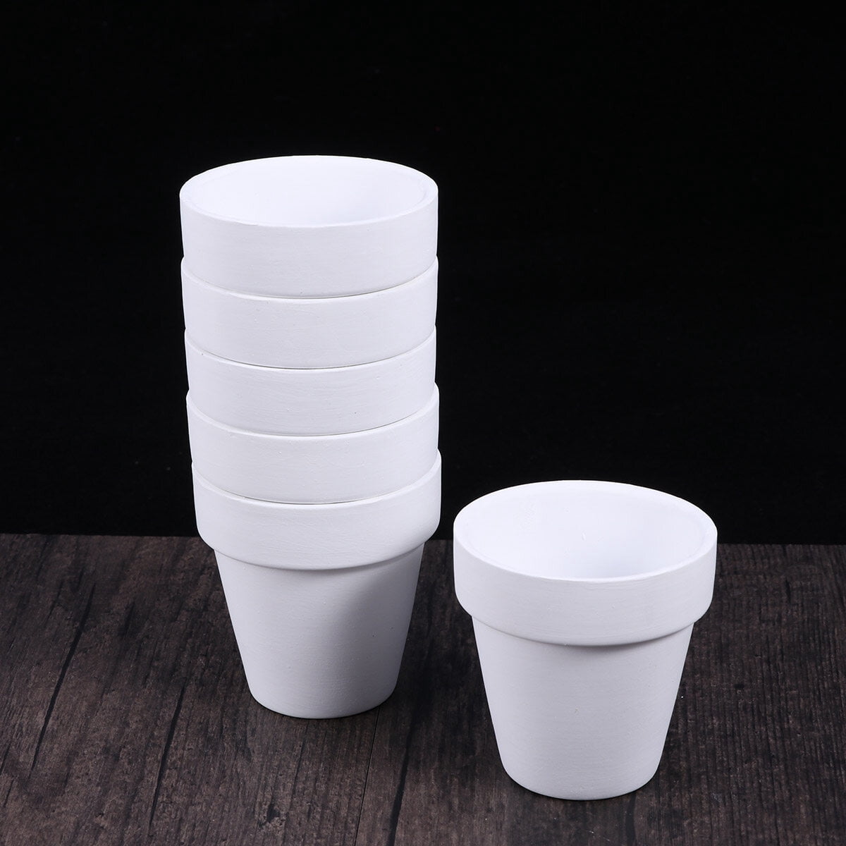Phenofice Set of 5 White Craft Flower Pots for Gardening, Indoor and Outdoor Home Decoration