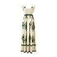 thumbnail image 5 of Boho Dresses for Women 2025 Sleeveless Square Neck Smocked Maxi Dress Casual A Line Flowy Beach Vacation Sun Dresses Army Green XXL, 5 of 9