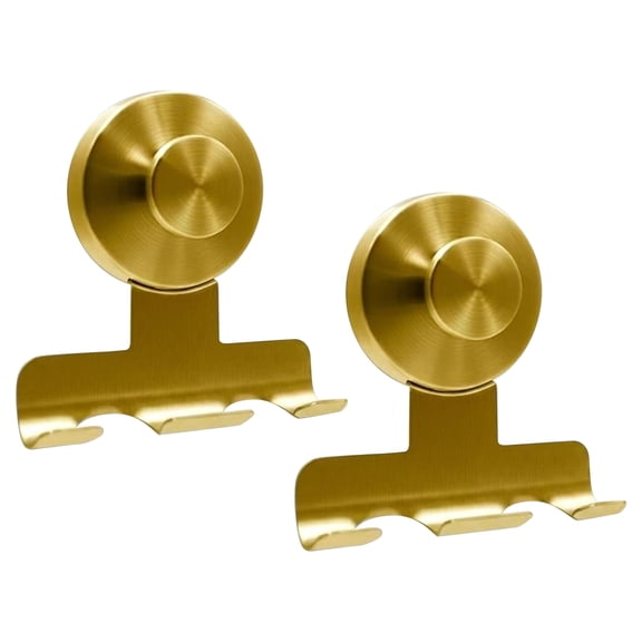 2-Pack Stainless Steel Razor Holder No-Drill Suction Cup Wall Mount for Bathroom Shower Shelf Storage Organizer Gold