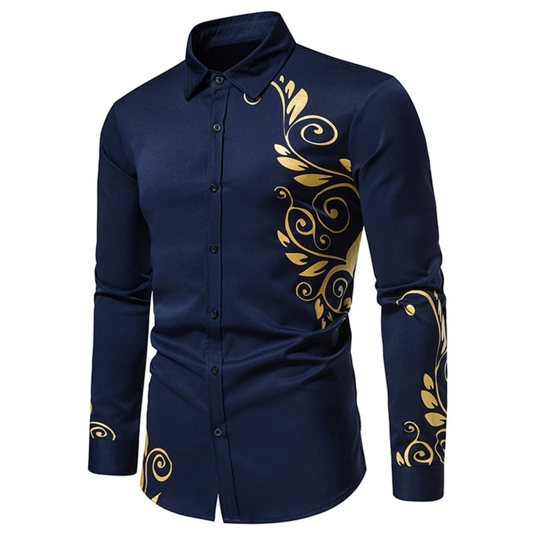 dress shirts with designs for men Gradient Men's Long Sleeve Stand-Up Collar Men's Long Sleeve shirts
