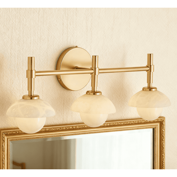 Opulent Glow Hand-Carved Alabaster Bathroom Sconce with Opal Shades,Wall Sconce for BathRoom,Living Room