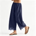 thumbnail image 5 of WERYOUNG Elegant Knit Lace Pants For Women With Elastic Waist And Curved Front Slits Wide Leg Trousers Palazzo Pants For Women Versatile Bottom S, 5 of 6