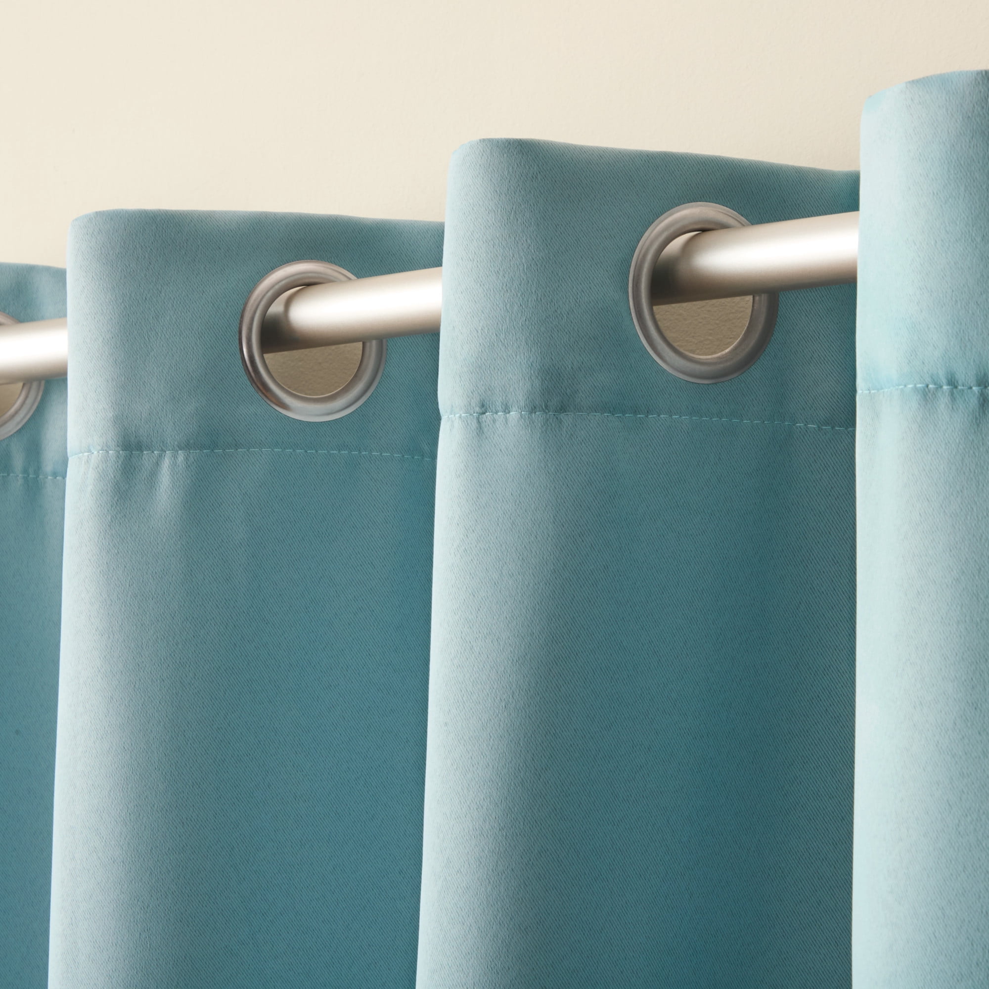 TOWN & COUNTRY LUXE Oslo Double Layer Indoor Curtains, Room Darkening and Sheer, Grommet Top, Energy Efficient, 2-Pack Set, 52"x84", Blue