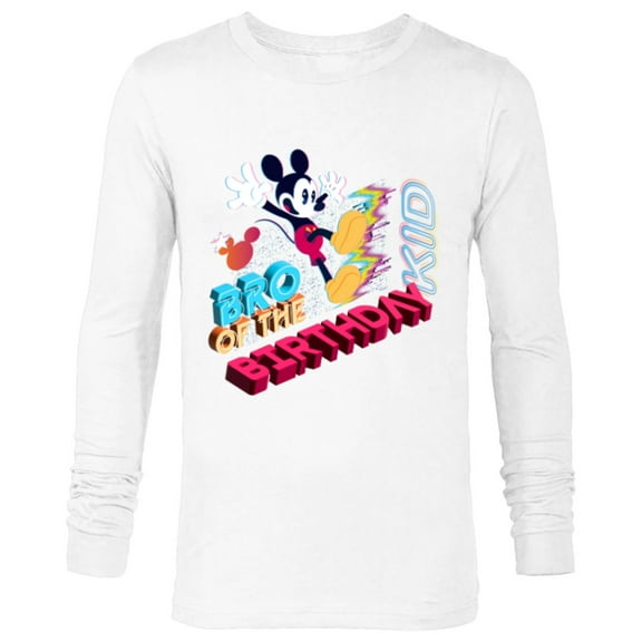 Disney Mickey Mouse Family Star Bro of the Birthday Kid - Long Sleeve T-Shirt for Men - Customized-White
