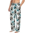thumbnail image 3 of Mens Pajama Pants - Soft Sleep & Lounge Pants for Men, Sunflowers Blue Green Cuteness Casual PJ Bottoms Pants with Pockets, 3 of 5