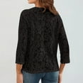 thumbnail image 4 of Fshiont Women's 3/4 Sleeve Bolero Shrugs Crochet Lace Open Cardigan Embroidered Draped Sheer Crop Shrug Floral Shawl Tops Black 2XL, 4 of 5