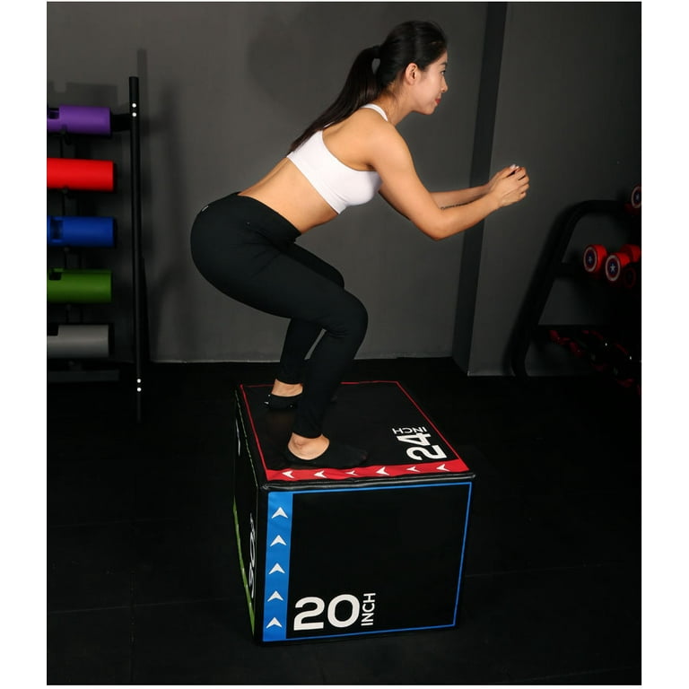 Plyo Box 3-in-1 16x18x24 Soft Sided Plyometrics Jump Trainer Box For  Cross Training, Weight Lifters, and Agility Performance Commercial Home Gym  16