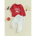 thumbnail image 3 of Suealasg Kids Toddler Boys Christmas Outfits 3M 6M 1T 2T 3T Letter Print Long Sleeve Sweatshirts and Solid Color Long Pants 2Pcs Clothes Set for Baby Boys, 3 of 9