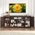 thumbnail image 5 of 75" Farmhouse TV Stand for up 80" 85" TVs, 33" Tall Highboy Entertainment Center w Outlets USB Ports, Rustic Wood Media Console Cabinet w/Storage Shelves for Living Room Bedroom, 5 of 8