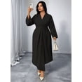 thumbnail image 5 of Wedding Guests Dresses Women Formal Maxi Dress Plus Size Twist Front V-Neck Wrap Cocktail Dress Evening Party Black XXL, 5 of 9